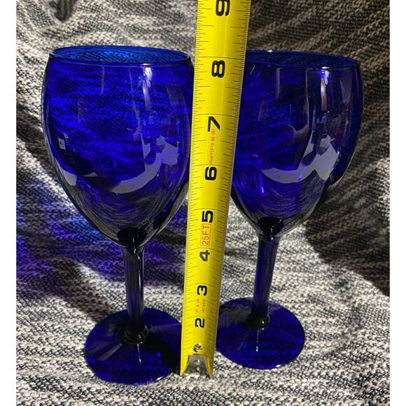 Pier 1 Cobalt Blue Wine Glasses Water Goblet Stemware - Picture 3 of 4